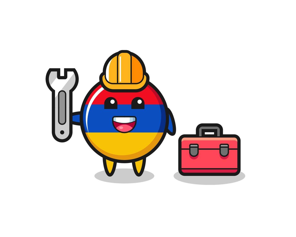 Mascot cartoon of armenia flag as a mechanic vector