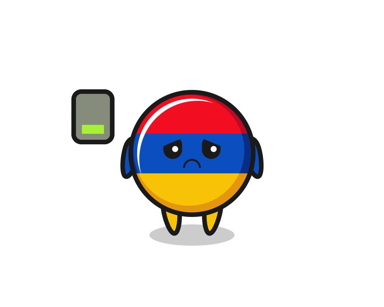 armenia flag mascot character doing a tired gesture vector