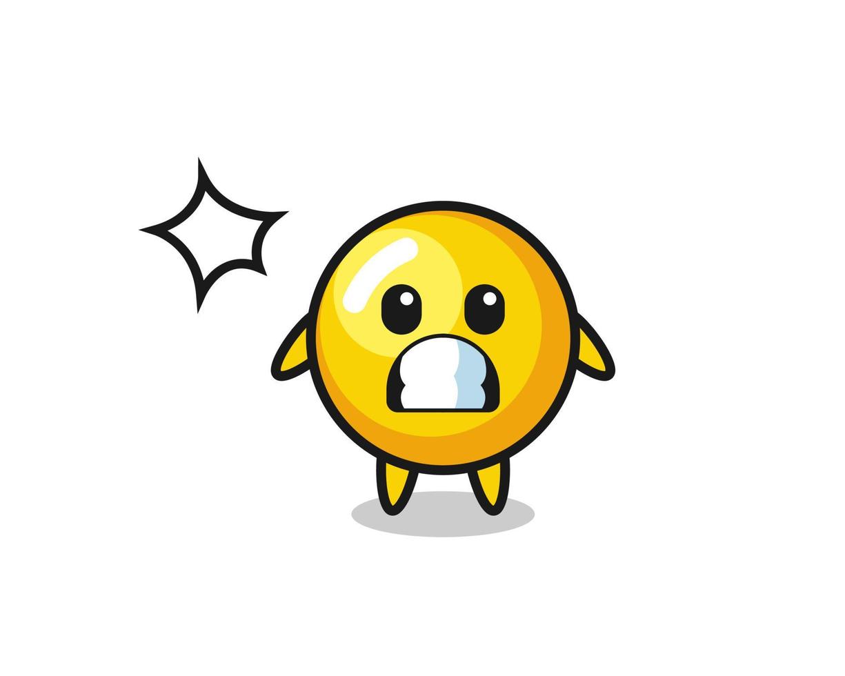 egg yolk character cartoon with shocked gesture vector