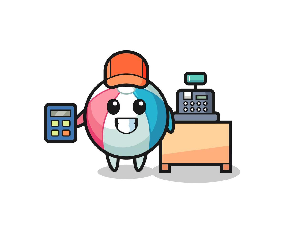Illustration of beach ball character as a cashier vector