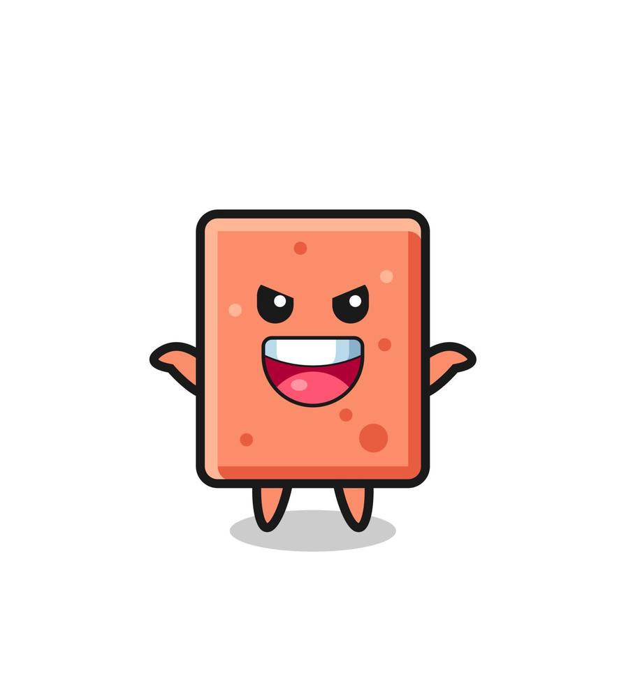 the illustration of cute brick doing scare gesture vector