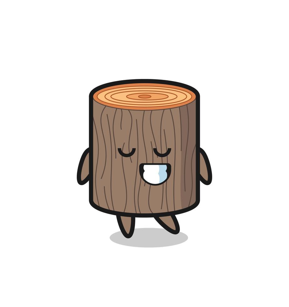 tree stump cartoon illustration with a shy expression vector