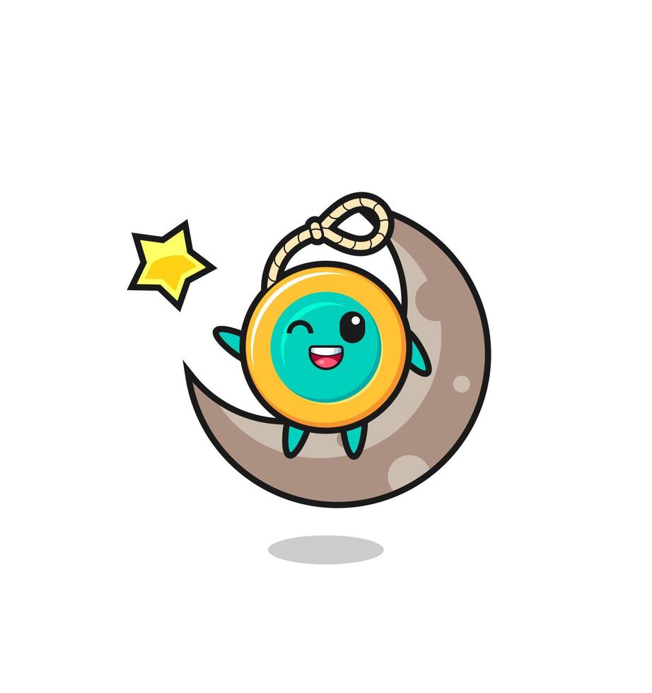 illustration of yoyo cartoon sitting on the half moon vector