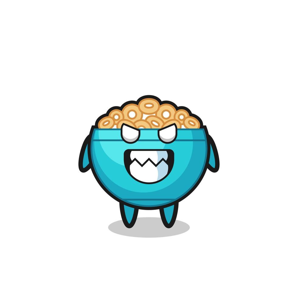 evil expression of the cereal bowl cute mascot character vector