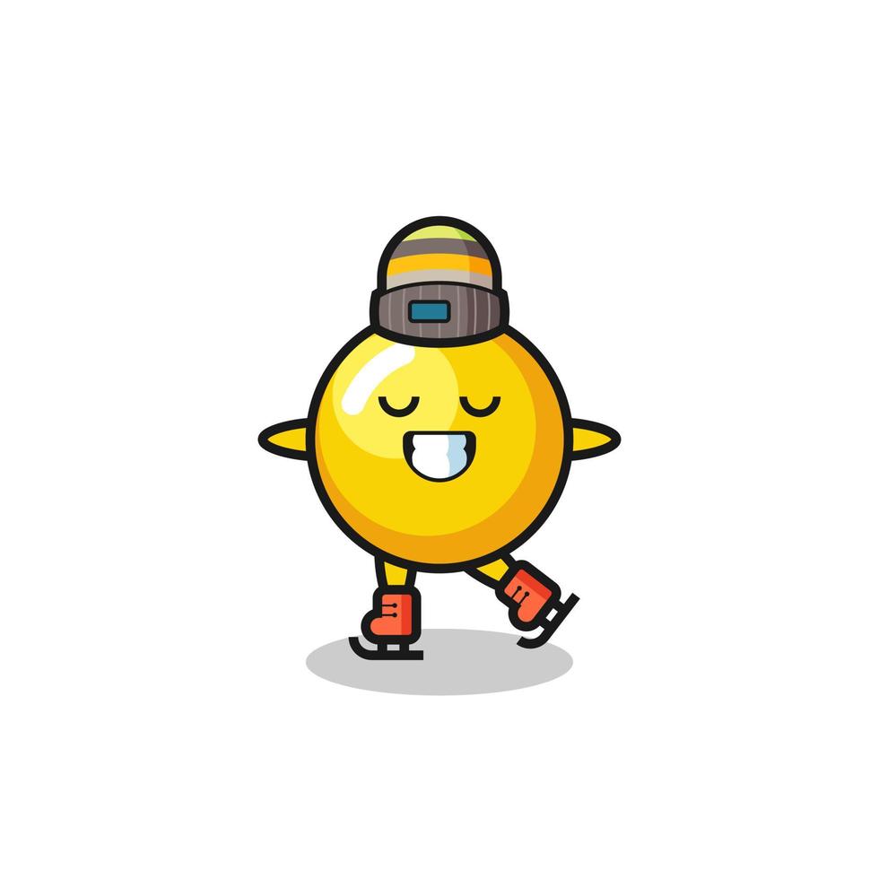 egg yolk cartoon as an ice skating player doing perform vector