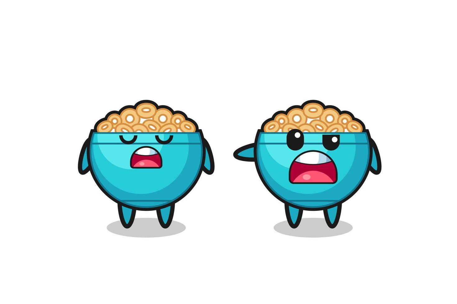 illustration of the argue between two cute cereal bowl characters vector