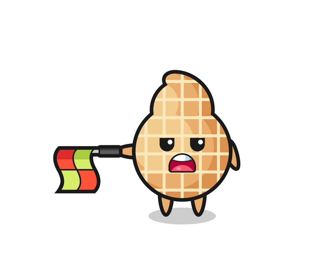 peanut character as line judge hold the flag straight horizontally vector