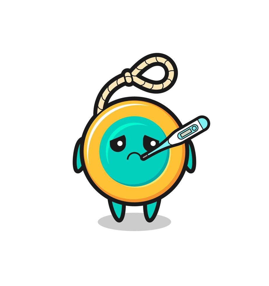 personaje de mascota yoyo con fiebre vector