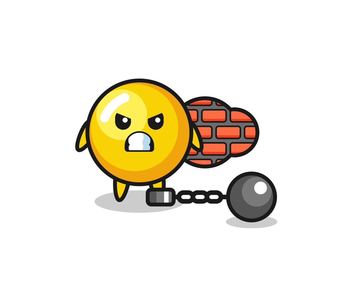 Character mascot of egg yolk as a prisoner vector