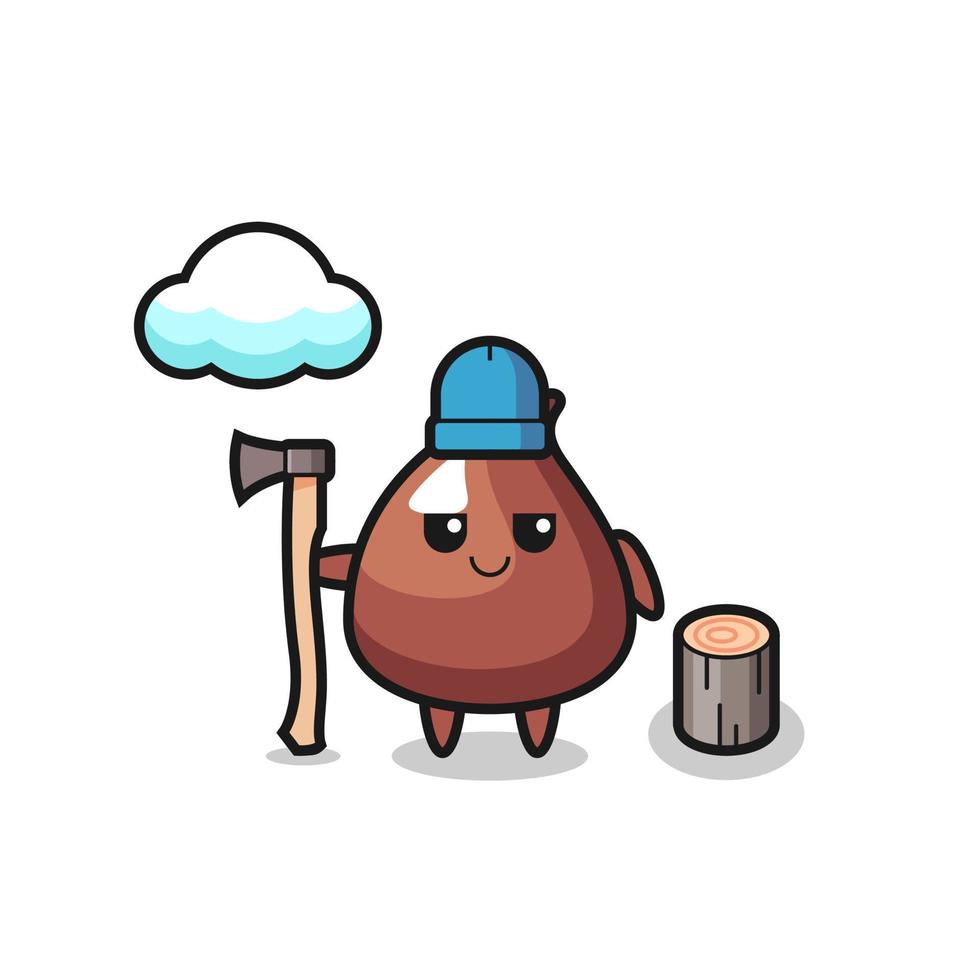 Character cartoon of choco chip as a woodcutter vector