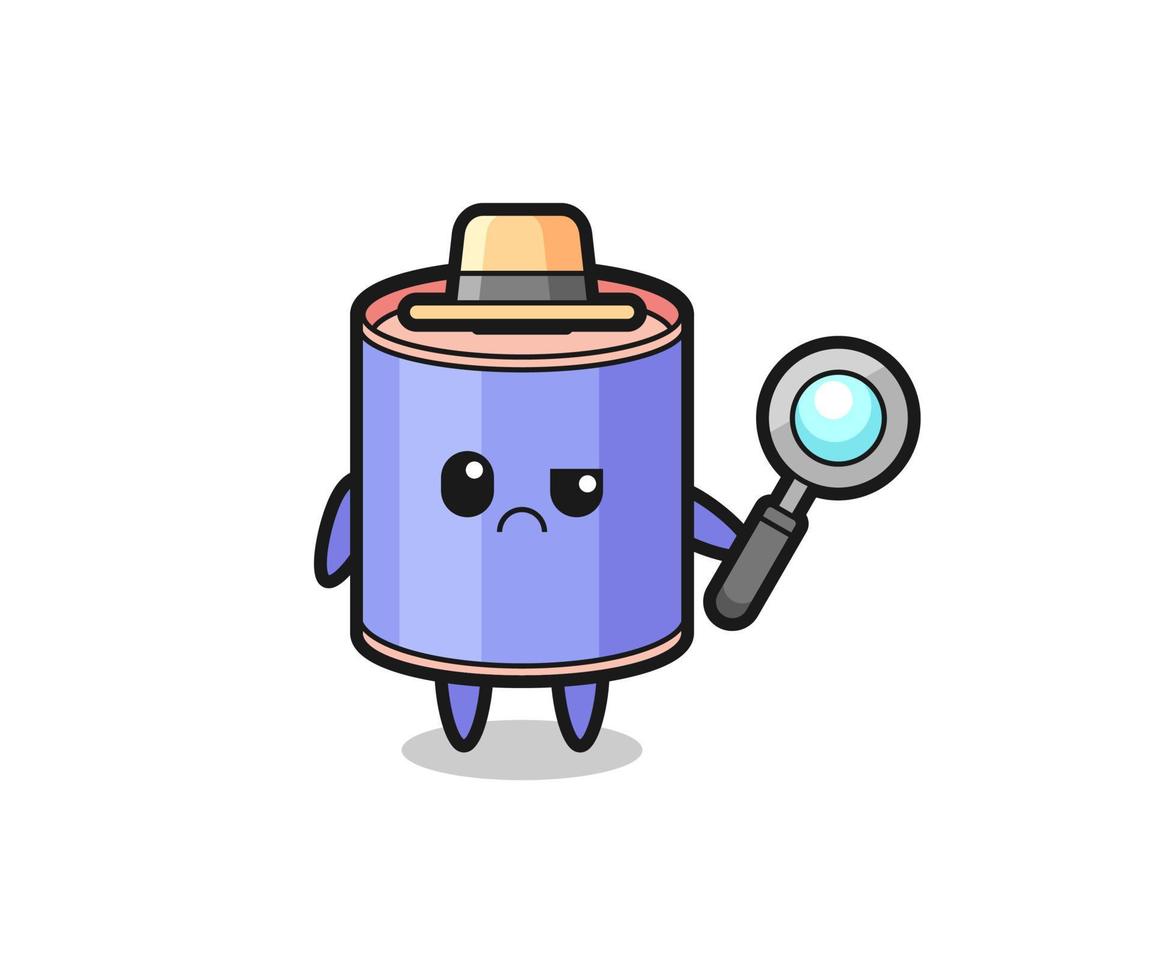 the mascot of cute cylinder piggy bank as a detective vector