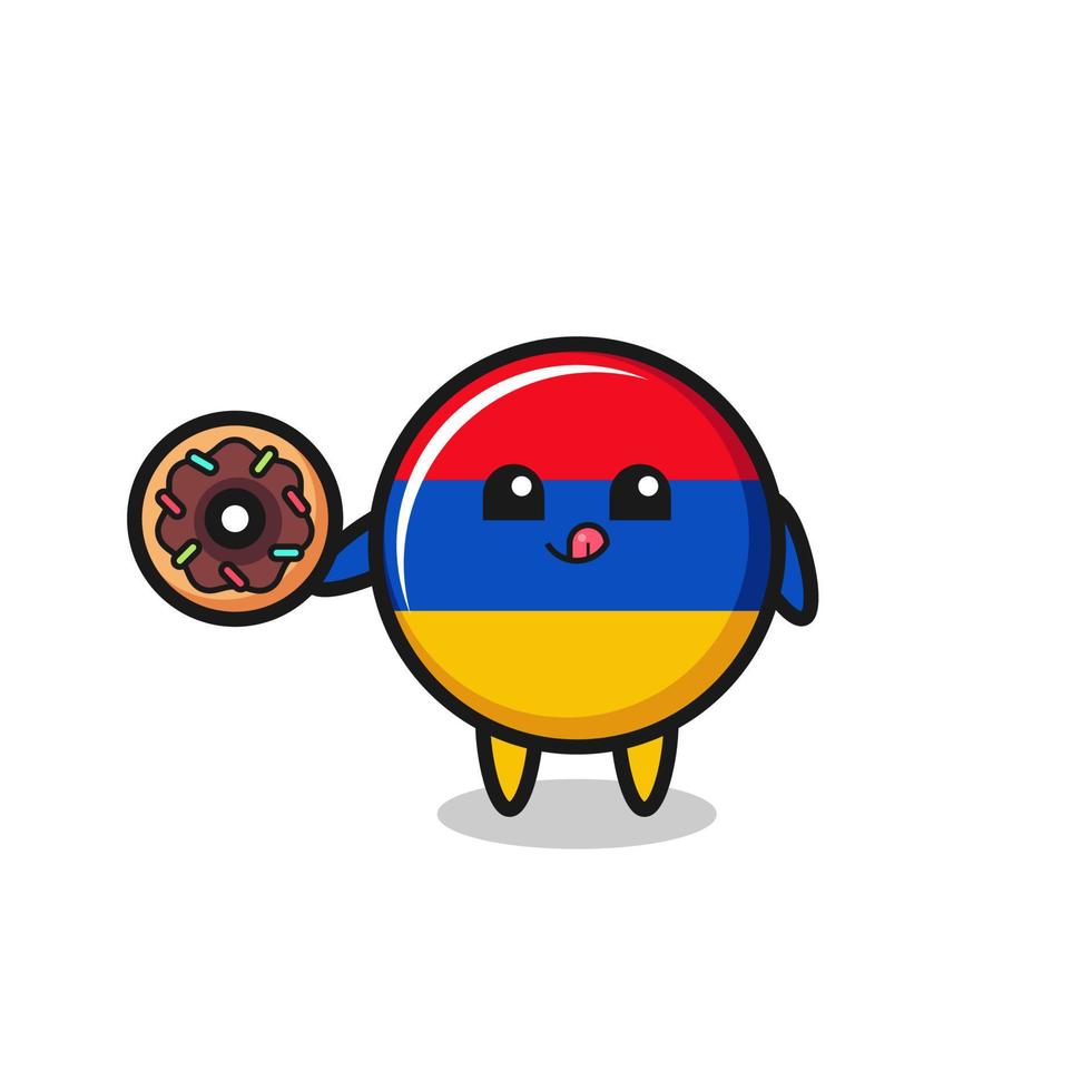 illustration of an armenia flag character eating a doughnut vector