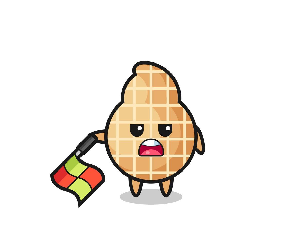 peanut character as line judge hold the flag down at a 45 degree angle vector