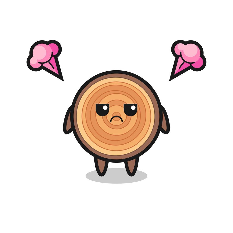 annoyed expression of the cute wood grain cartoon character vector