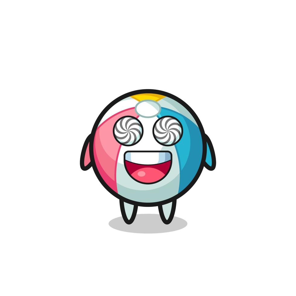 cute beach ball character with hypnotized eyes vector