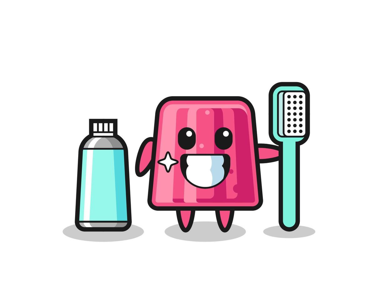 ilustración de mascota de gelatina con un cepillo de dientes vector