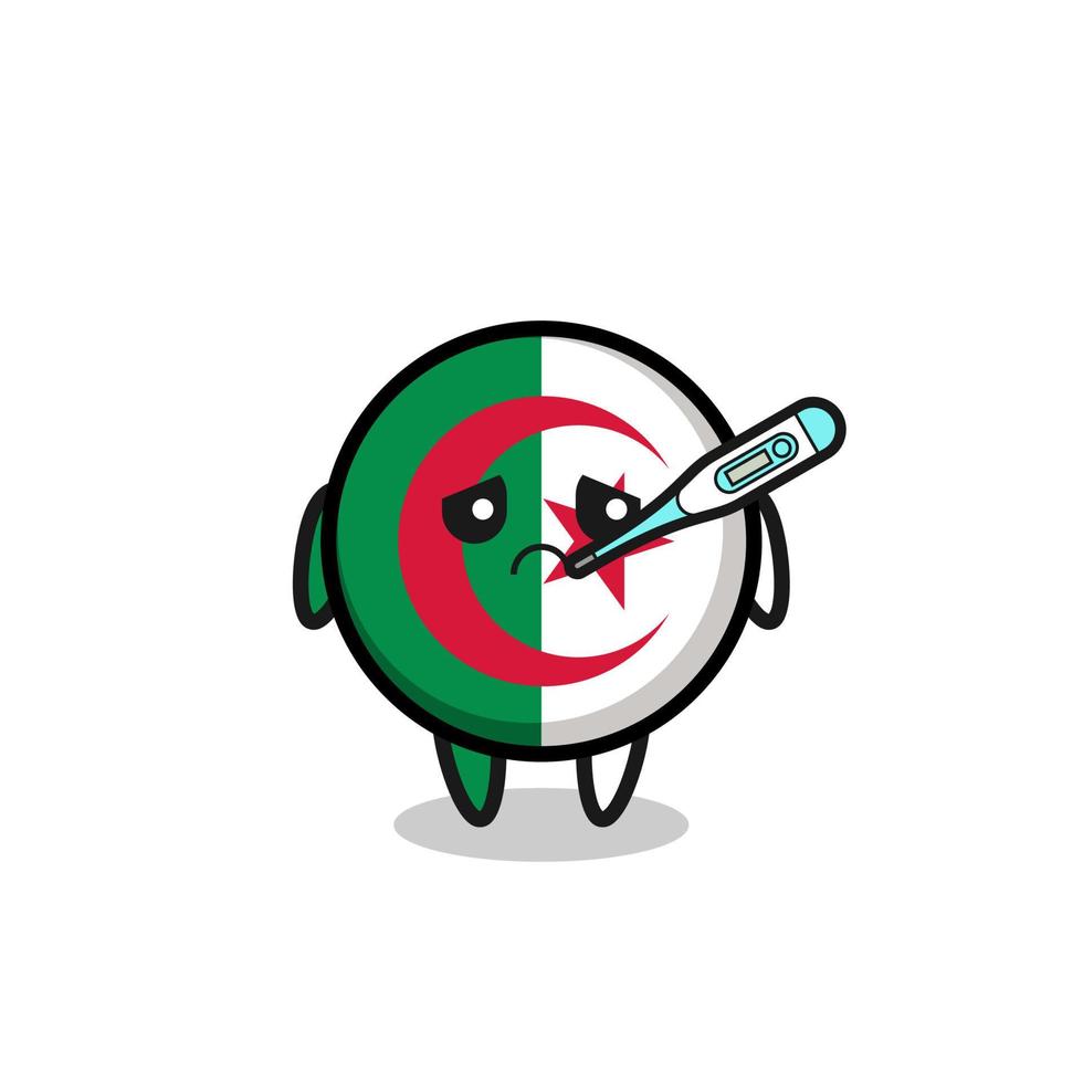 personaje de la mascota de la bandera de argelia con fiebre vector