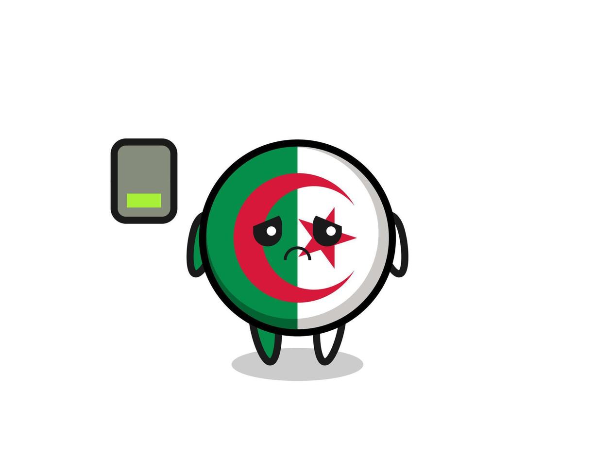 algeria flag mascot character doing a tired gesture vector