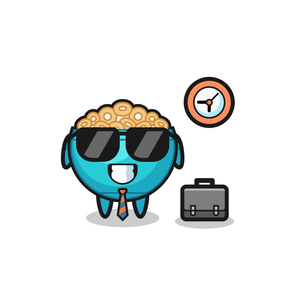 Cartoon mascot of cereal bowl as a businessman vector