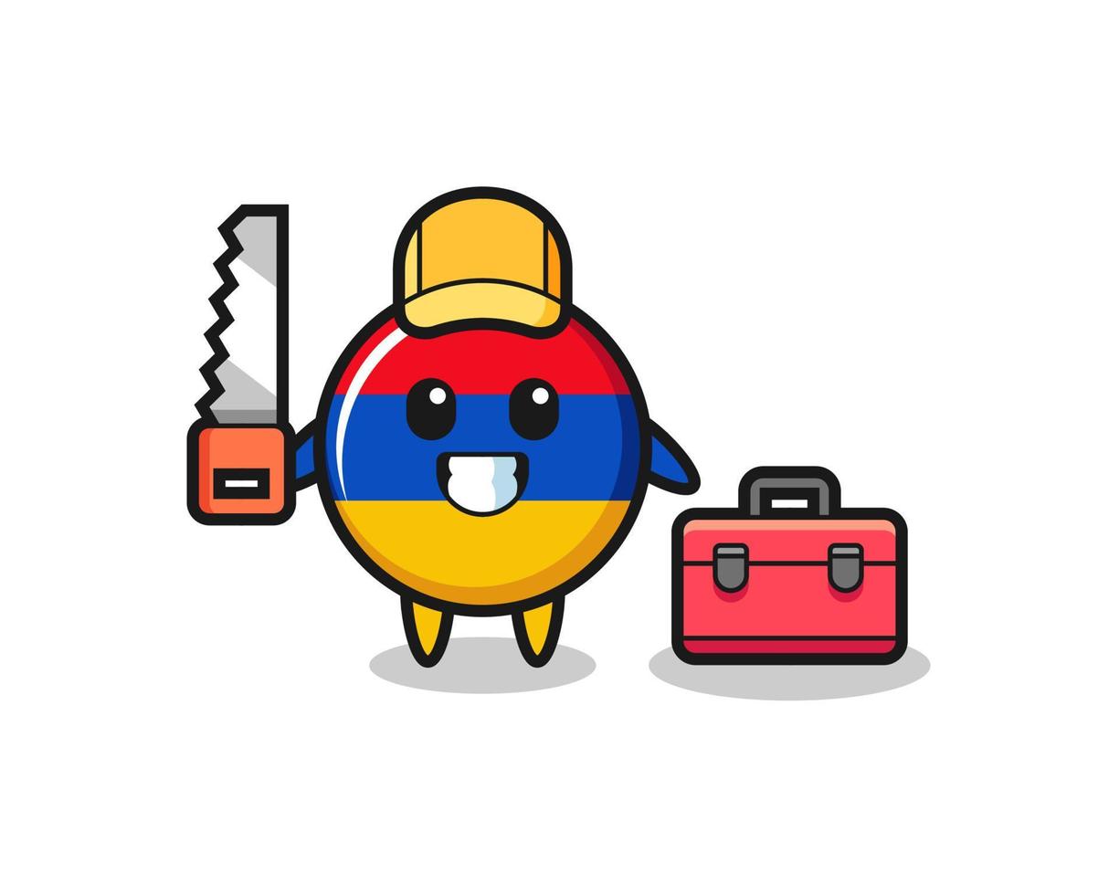 Illustration of armenia flag character as a woodworker vector