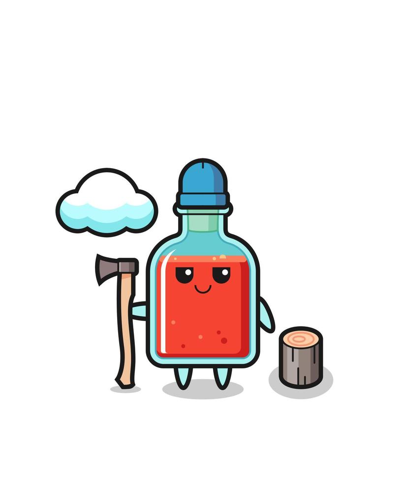 Character cartoon of square poison bottle as a woodcutter vector