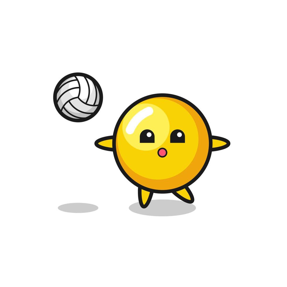 caricatura de personaje de yema de huevo está jugando voleibol vector