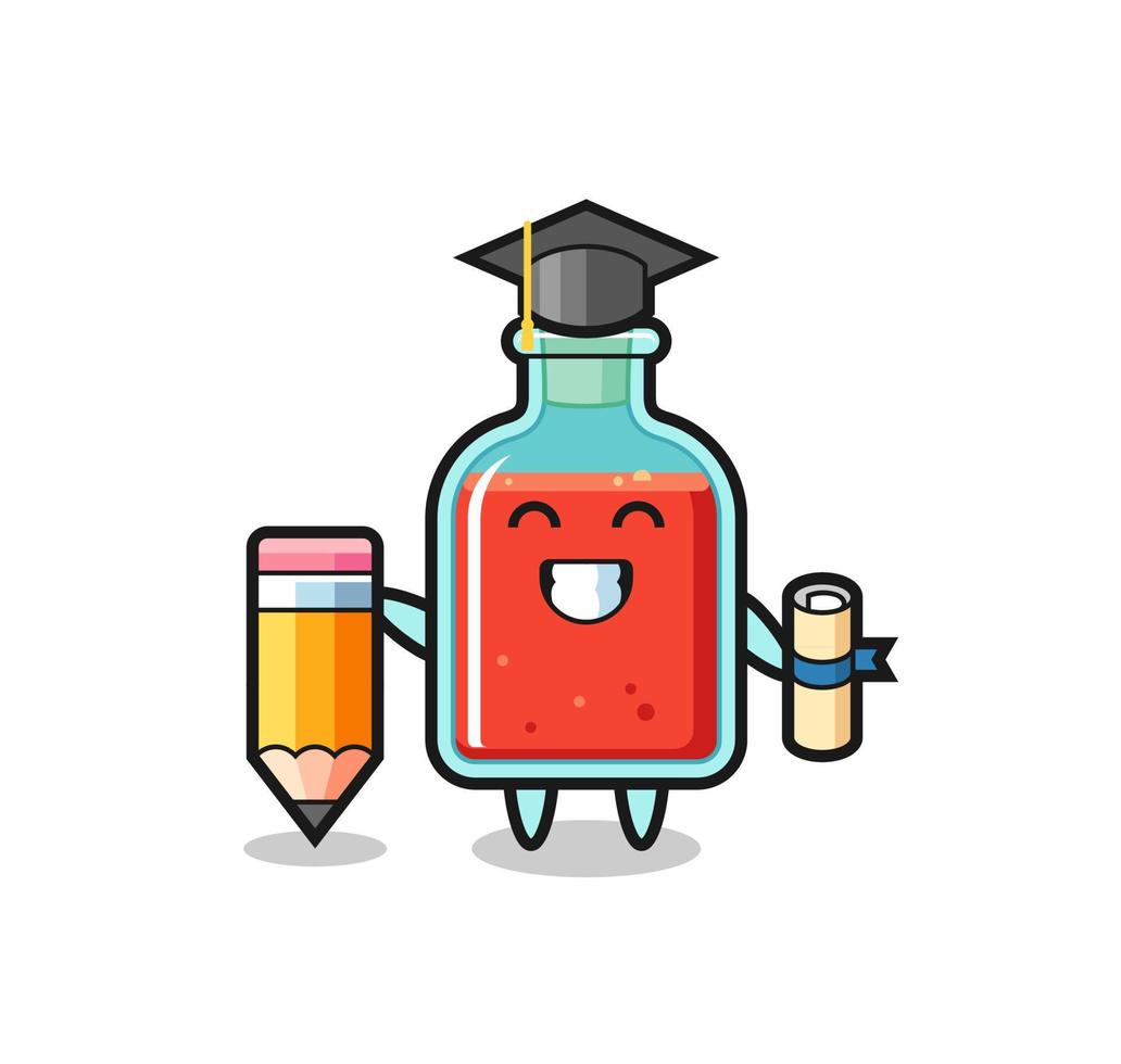 square poison bottle illustration cartoon is graduation with a giant pencil vector