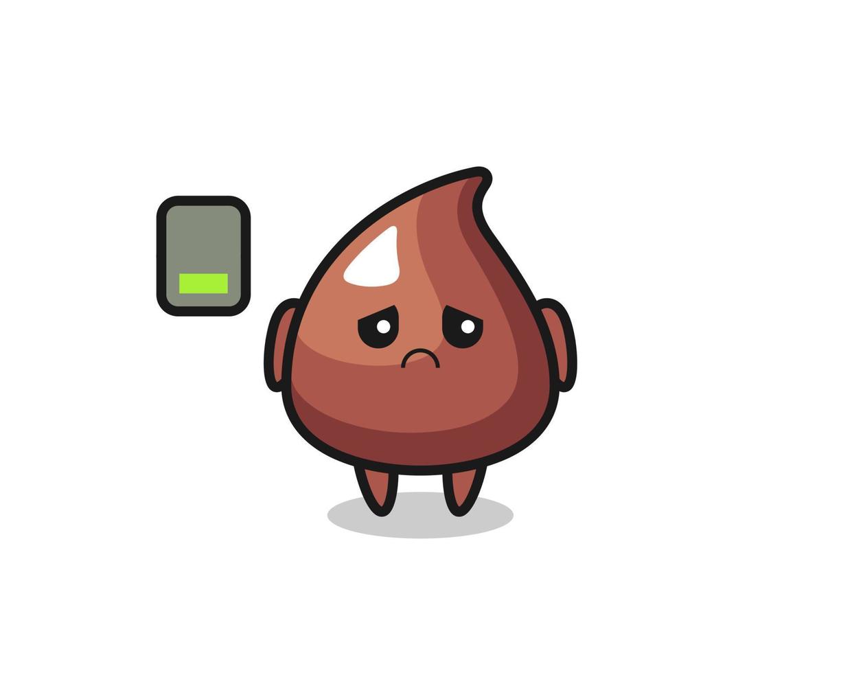 choco chip mascot character doing a tired gesture vector