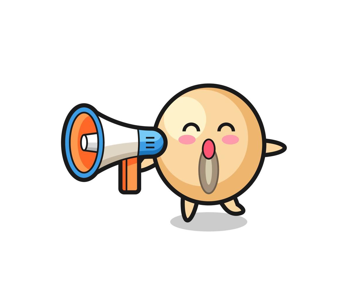 soy bean character illustration holding a megaphone vector