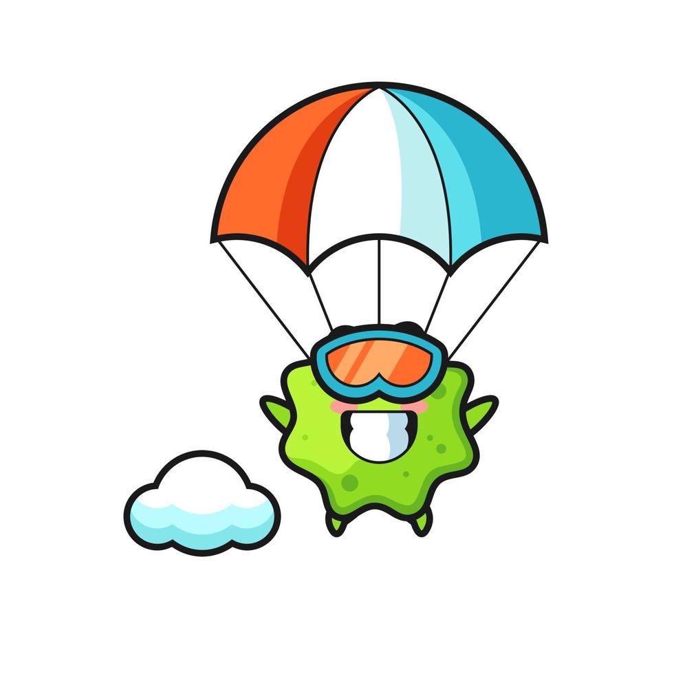 splat mascot cartoon is skydiving with happy gesture vector