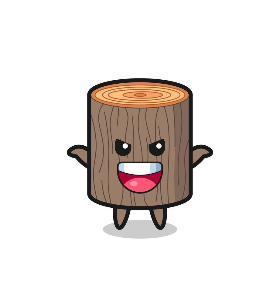 the illustration of cute tree stump doing scare gesture vector