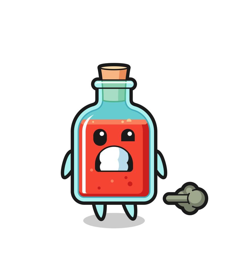the illustration of the square poison bottle cartoon doing fart vector