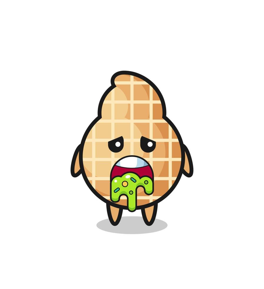 the cute peanut character with puke vector