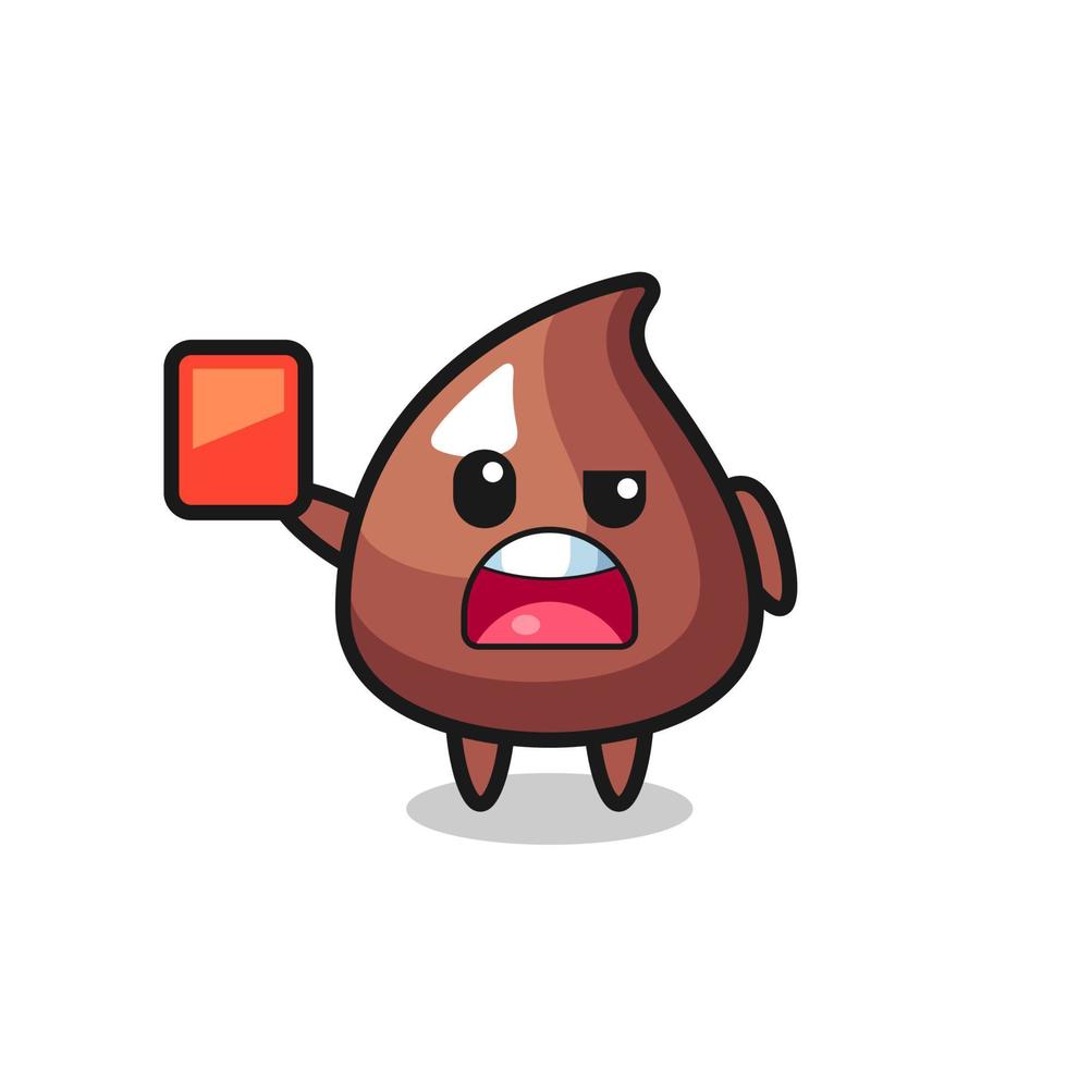 choco chip cute mascot as referee giving a red card vector