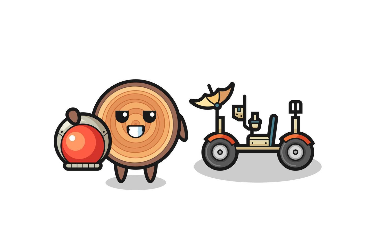 the cute wood grain as astronaut with a lunar rover vector