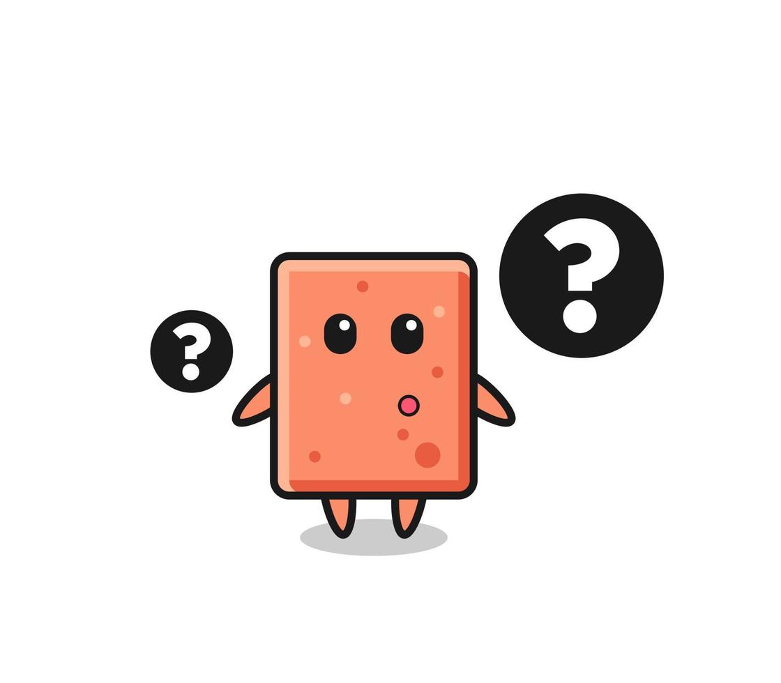 Cartoon Illustration of brick with the question mark vector