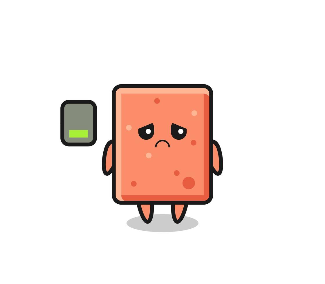 brick mascot character doing a tired gesture vector