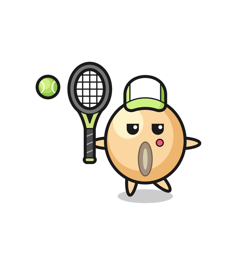 Cartoon character of soy bean as a tennis player vector