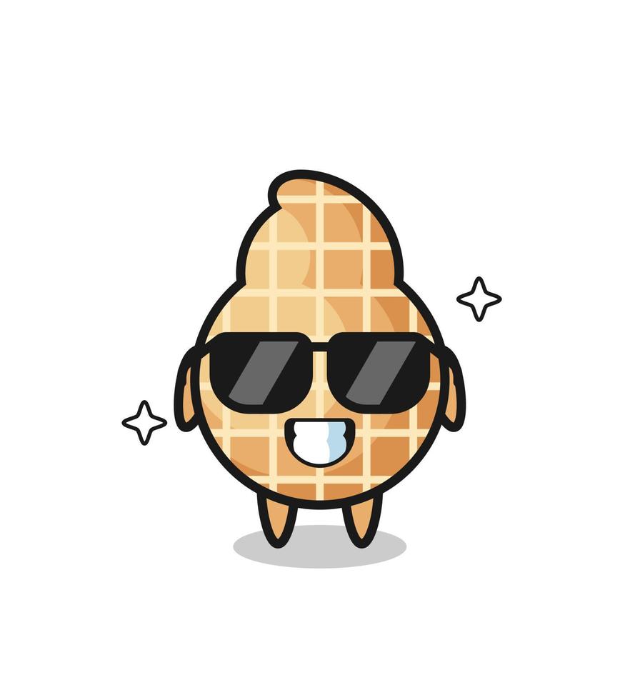 Cartoon mascot of peanut with cool gesture vector