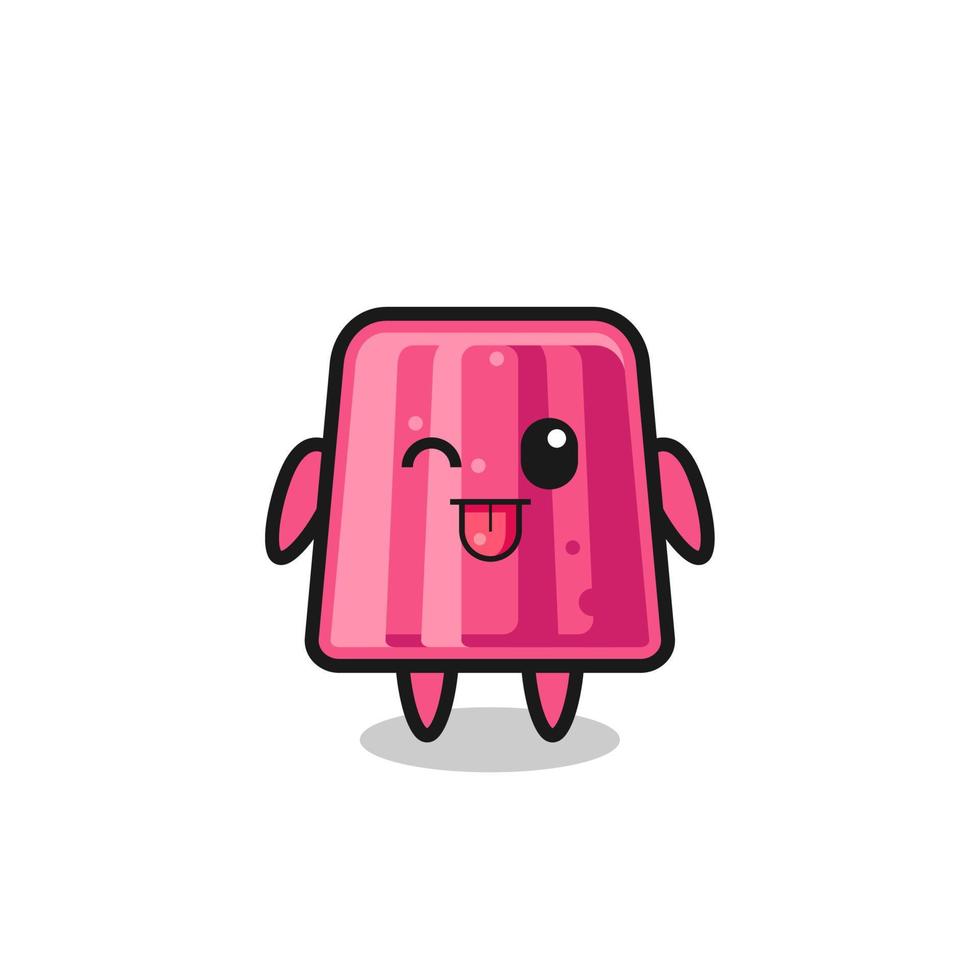 cute jelly character in sweet expression while sticking out her tongue vector