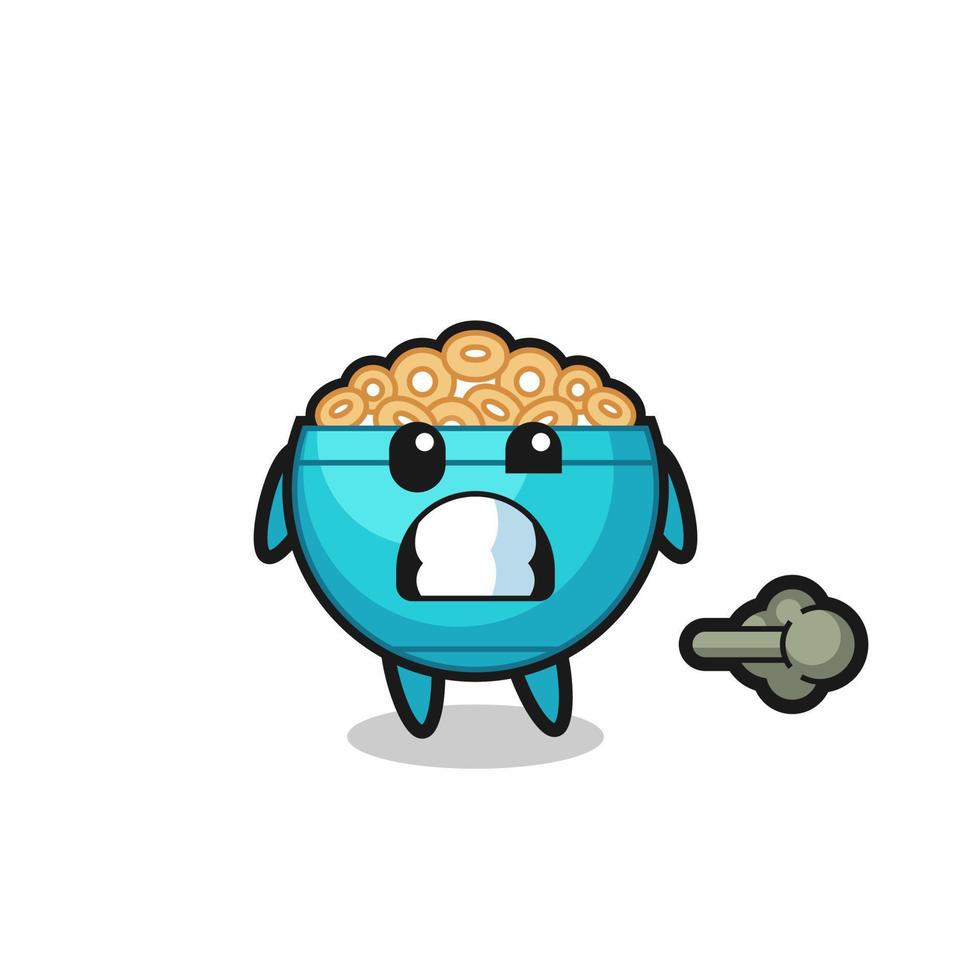 the illustration of the cereal bowl cartoon doing fart vector