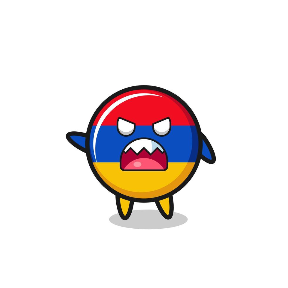 linda caricatura de la bandera de armenia en una pose muy enojada vector