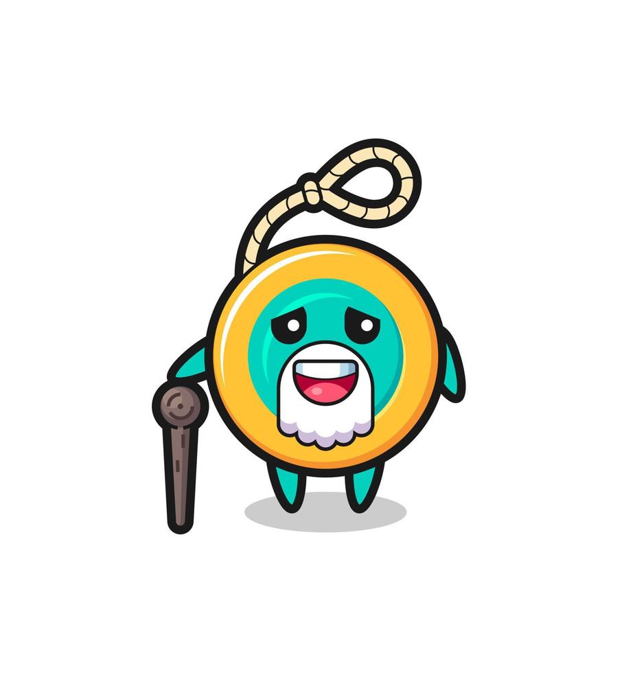 cute yoyo grandpa is holding a stick vector