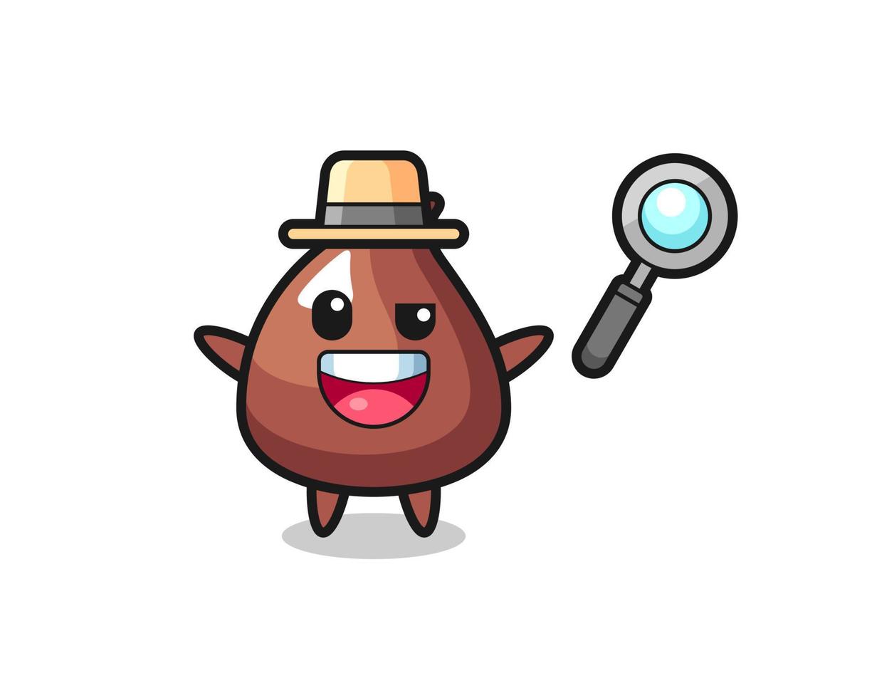 ilustración de la mascota de choco chip como detective que logra resolver un caso vector