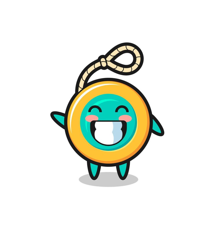 yoyo cartoon character doing wave hand gesture vector