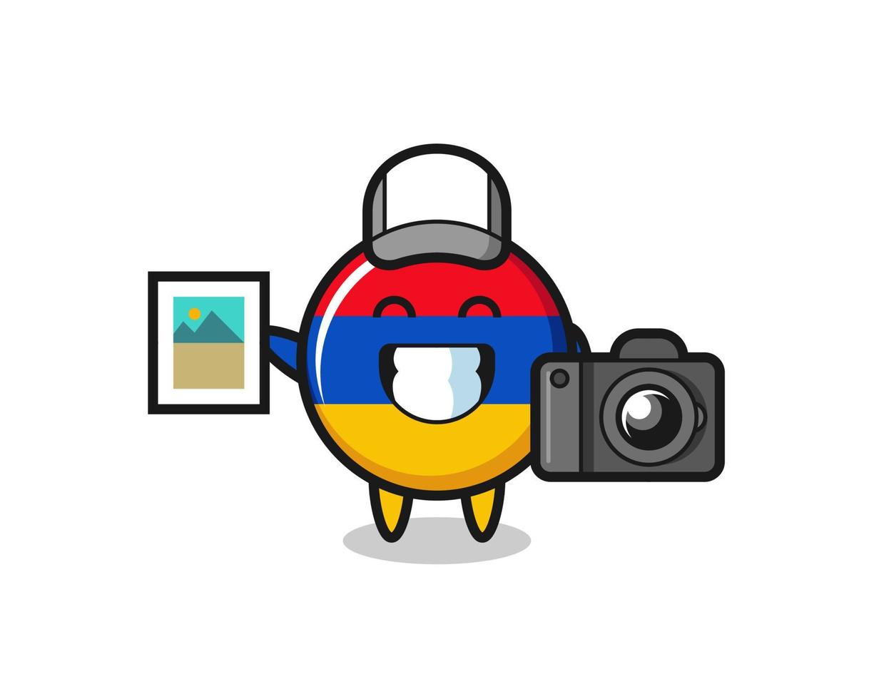 ilustración de personaje de la bandera de armenia como fotógrafo vector