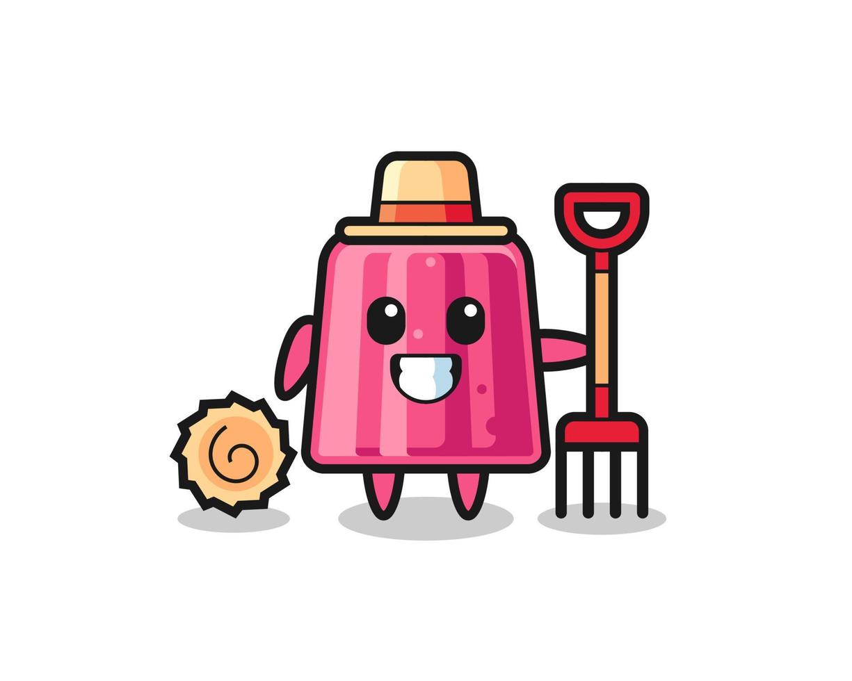 Mascot character of jelly as a farmer vector