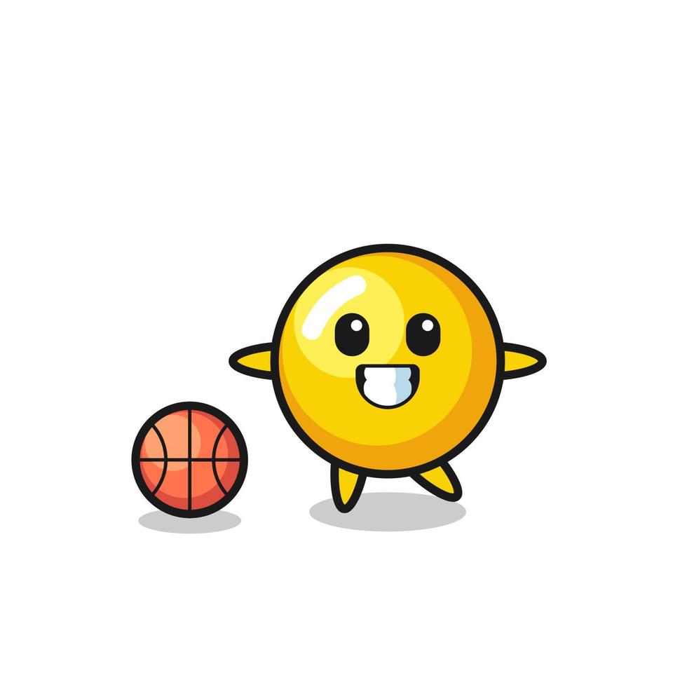 ilustración de dibujos animados de yema de huevo está jugando baloncesto vector