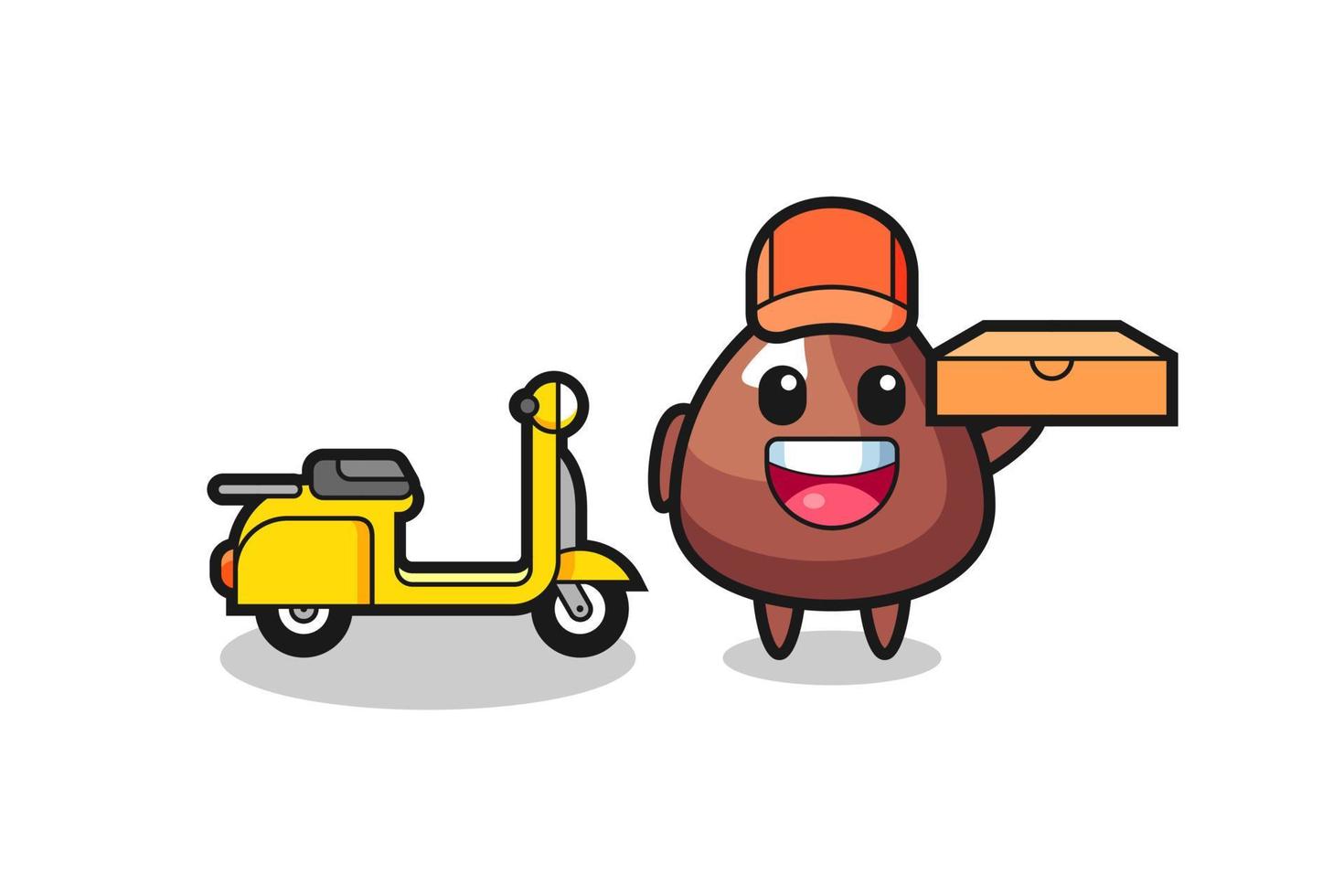 Character Illustration of choco chip as a pizza deliveryman vector