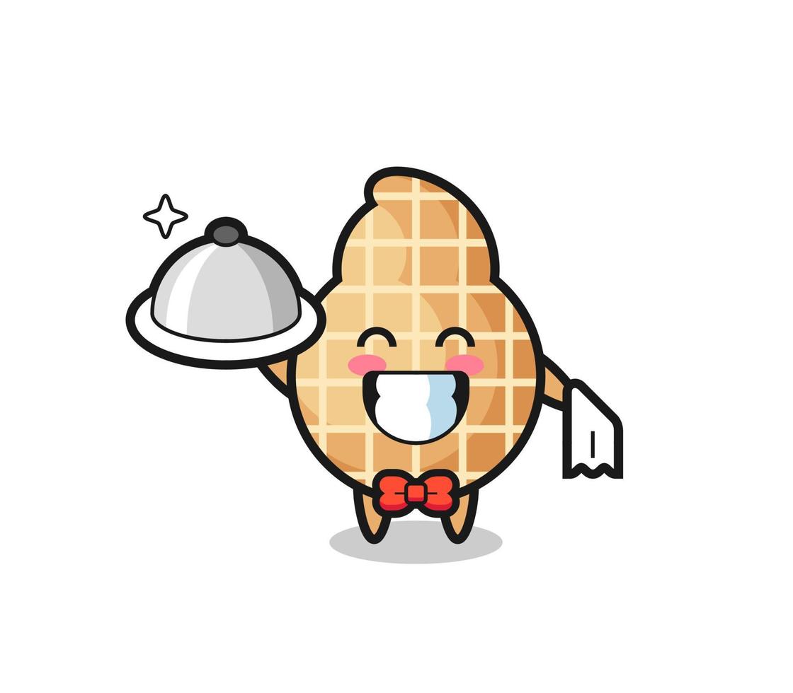 Character mascot of peanut as a waiters vector